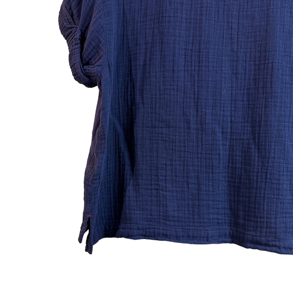 Xirena Savoy Top‎ Navy Cotton Gauze Crinkle Lightweight Pullover Women XS - Picture 6 of 7